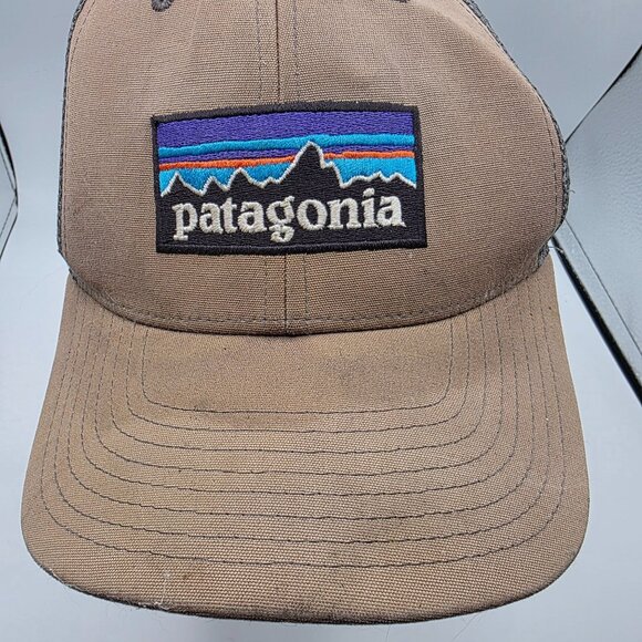 Patagonia P-6 Logo Adults Brown Trucker Hat Outdoors Camping Outdoors Casual - Picture 9 of 9